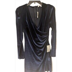 NWT navy blue velvet wrap dress